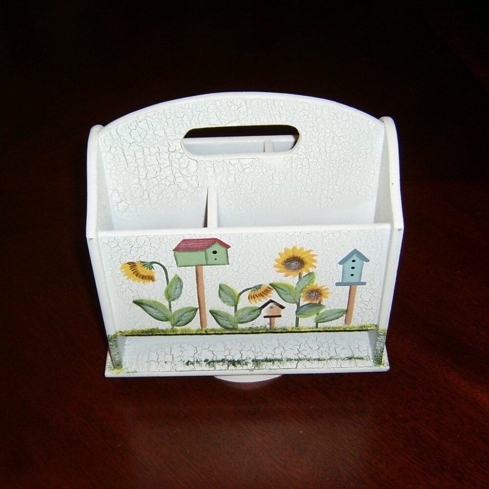Desk Caddy, Vintage 90s, Cottage White, Birdhouse, GUC